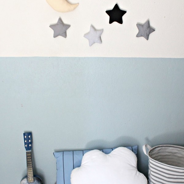 Υφασμάτινο φεγγάρι με αστέρια για τον τοίχο - βαμβάκι, κορίτσι, αγόρι, επιτοίχιο, αστέρι, φεγγάρι, κρεμαστά, για παιδιά, μαξιλάρια - 4