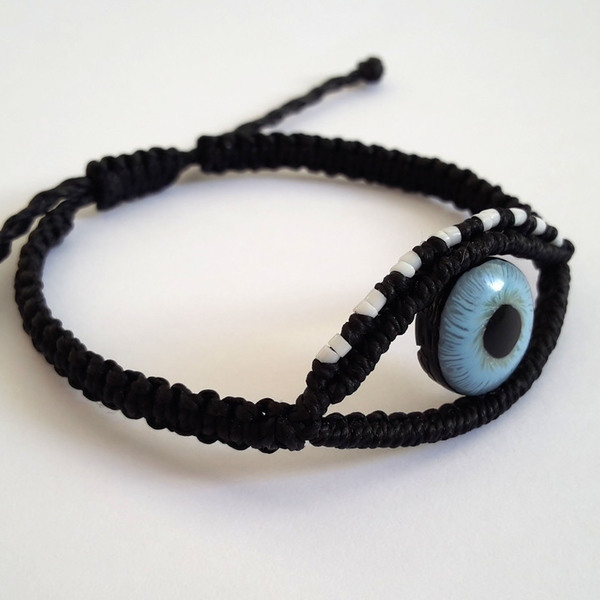 Evil Eye Bracelet - πηλός, μακραμέ, κορδόνια, μάτι, unisex, boho, evil eye - 5