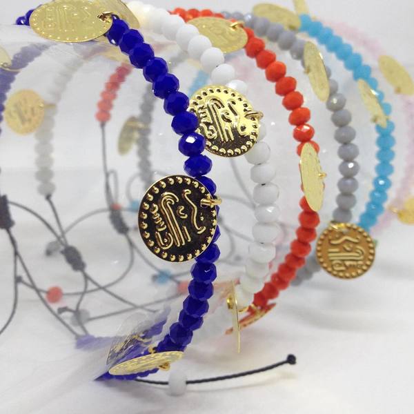 Coin beaded bracelet - γυαλί, charms, μοντέρνο, χάντρες, boho, ethnic, φθηνά - 5