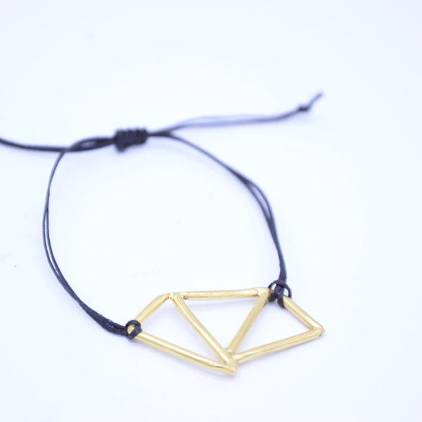 ''Triangle'' gold bracelet - charms, μοντέρνο, επιχρυσωμένα, ορείχαλκος, γεωμετρικά σχέδια, minimal, unisex, rock, μπρούντζος, Black Friday - 2