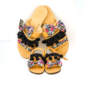 Pina Colada Sandals Set - δέρμα, φιόγκος, ταμπά, romantic, στυλ φιόγκος, φλατ