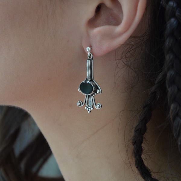 ''Black Onyx'' earrings - ασήμι, κλασσικό, ασήμι 925, όνυχας, σκουλαρίκια, χειροποίητα, διαχρονικό - 4