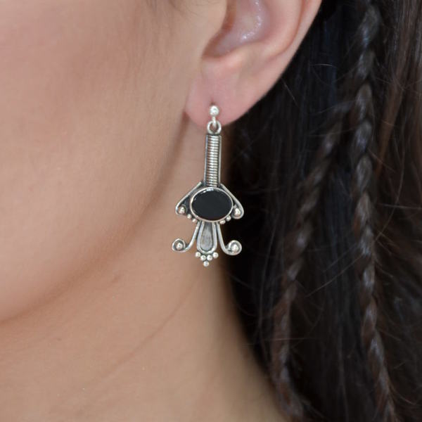 ''Black Onyx'' earrings - ασήμι, κλασσικό, ασήμι 925, όνυχας, σκουλαρίκια, χειροποίητα, διαχρονικό - 5