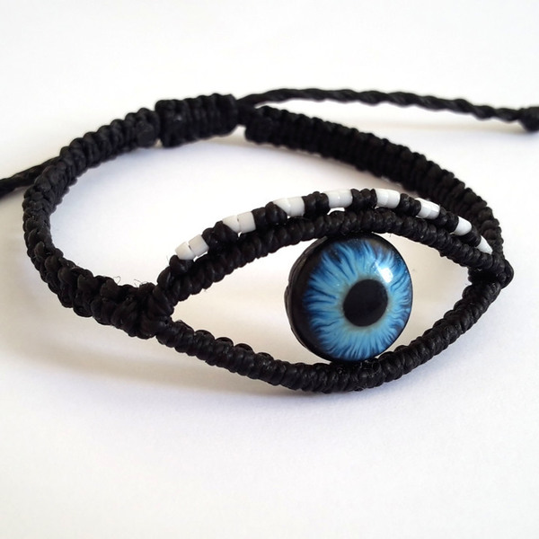 Evil Eye Bracelet - πηλός, μακραμέ, κορδόνια, μάτι, boho - 3