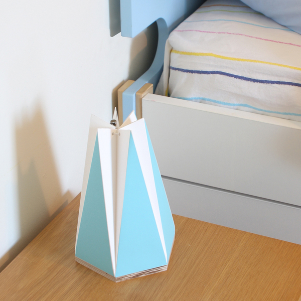 Χειροποίητο πορτατίφ origami απαλό γκρι ή θαλασσί - πορτατίφ, δώρο, παιδικό δωμάτιο - 3
