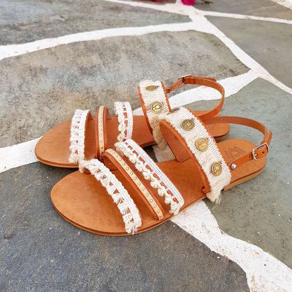 Bridal Leather sandals - δέρμα, romantic, minimal, αρχαιοελληνικό, νυφικά, gladiator, φλατ - 2