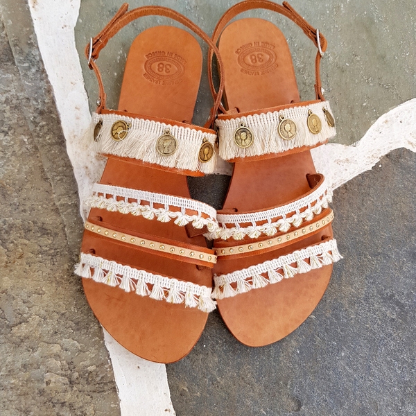 Bridal Leather sandals - δέρμα, romantic, minimal, αρχαιοελληνικό, νυφικά, gladiator, φλατ