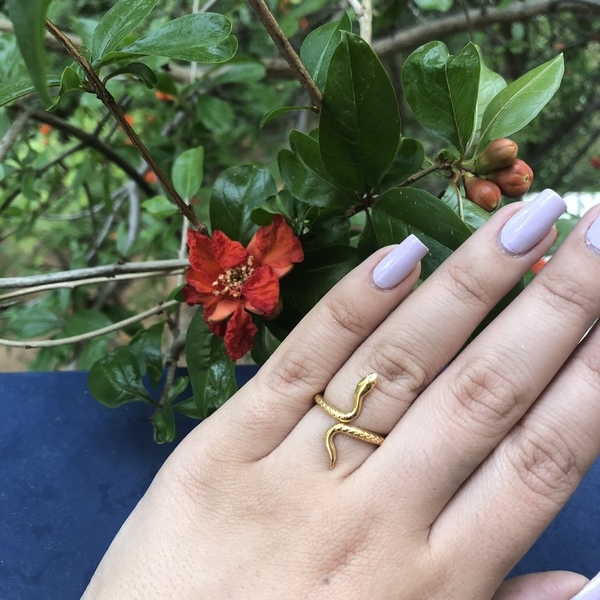 Snake ring - ορείχαλκος, minimal, boho, ethnic, αυξομειούμενα, φθηνά - 2