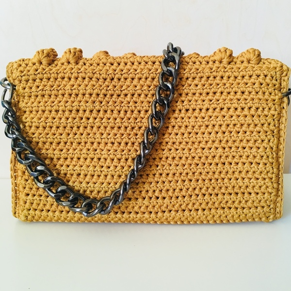 Πλεκτή Τσάντα - Honey Bag - αλυσίδες, chic, μονόχρωμες, χιαστί, crochet, romantic, πλεκτή - 4