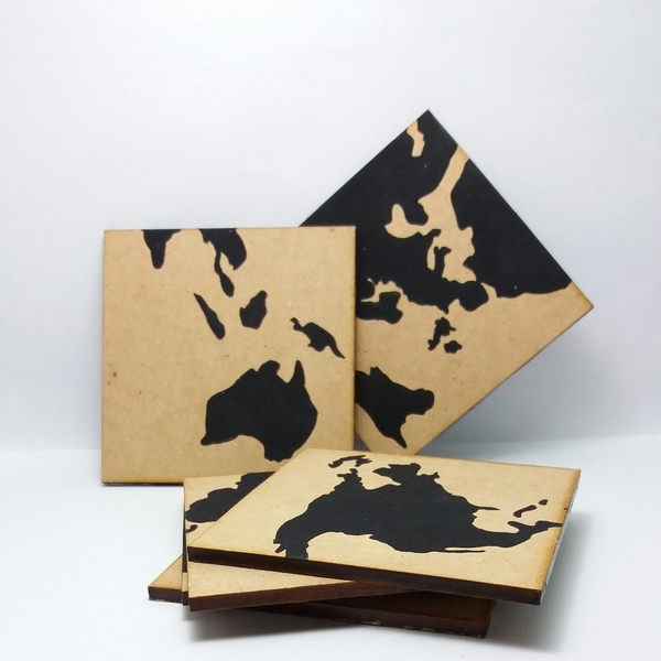 Ξύλινα σουβέρ "Wolrd map" - ξύλο, ιδιαίτερο, κουζίνα, σουβέρ, διακόσμηση, gift idea - 2