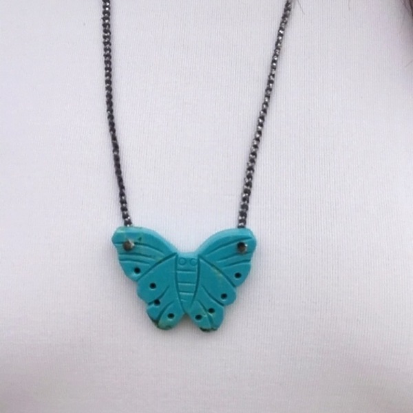 *Butterfly (καλοκαιρινο κολιε πεταλουδα) - ημιπολύτιμες πέτρες, χαολίτης, μακρύ, πεταλούδα, μακριά - 2