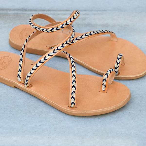 Minimal Leather sandals - δέρμα, γυναικεία, χιαστί, minimal, φλατ - 3