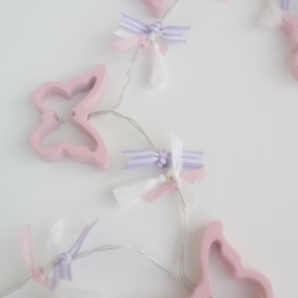 Γιρλάντα Φωτάκια με Πεταλούδες ροζ μωβ - κορίτσι, γιρλάντες, παιδική διακόσμηση, κρεμαστά, παιδικά φωτιστικά - 3