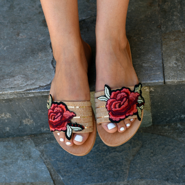 Roses Leather sandals - δέρμα, romantic, ethnic, φλατ - 2