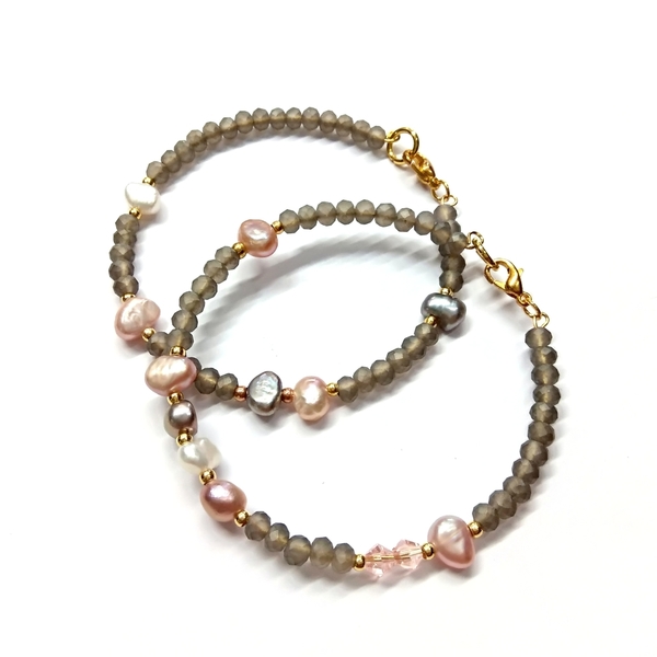 Pastel bracellets with pearls - ημιπολύτιμες πέτρες, βραδυνά, vintage, charms, μοντέρνο, μαργαριτάρι, επιχρυσωμένα, romantic, minimal, σταθερά