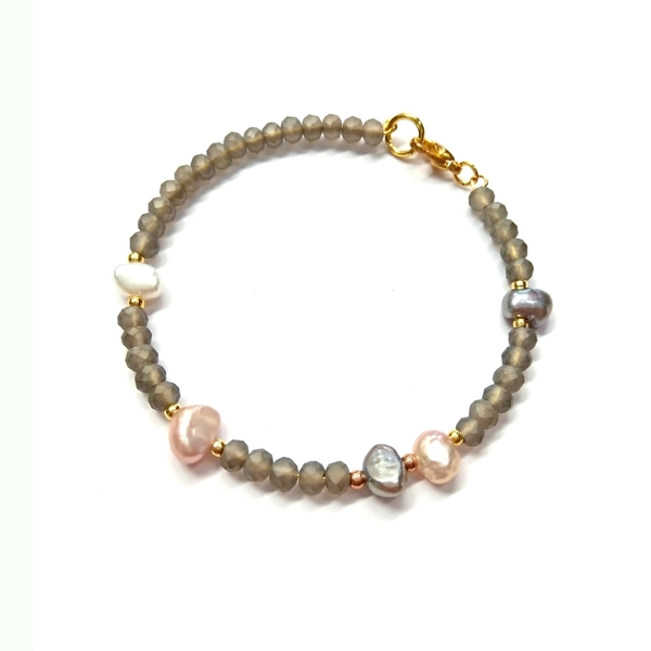 Pastel bracellets with pearls - ημιπολύτιμες πέτρες, βραδυνά, vintage, charms, μοντέρνο, μαργαριτάρι, επιχρυσωμένα, romantic, minimal, σταθερά - 3