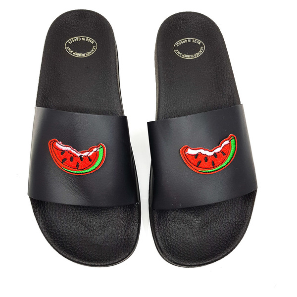 Watermelon Sandals - δέρμα, καλοκαίρι, street style, παραλία, φλατ, slides - 2