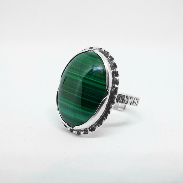 " Green Hill " - Χειροποίητο δαχτυλίδι από ασήμι 925 και Μαλαχίτη! - statement, ασήμι, ημιπολύτιμες πέτρες, vintage, ασήμι 925, δαχτυλίδι, φύλλο, boho, αυξομειούμενα