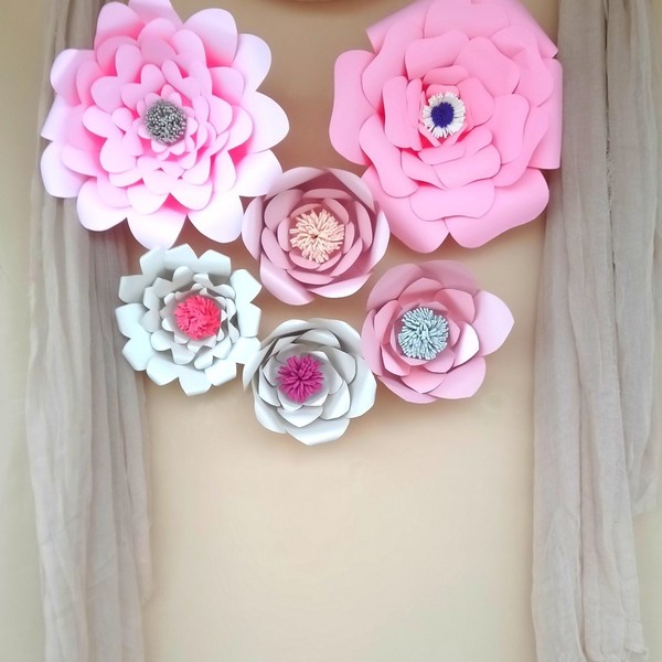 Χάρτινα λουλούδια διακόσμησης γάμου ροζ - λουλούδια, χειροποίητα, πρωτότυπα, είδη γάμου, romantic, πάρτυ γενεθλίων - 2