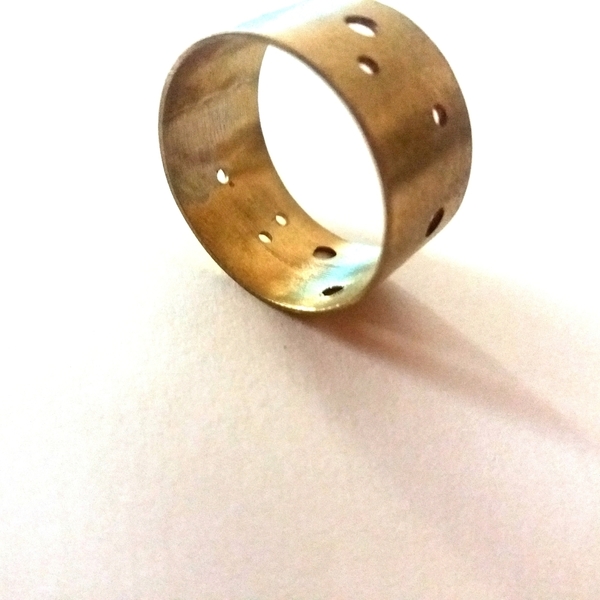 Μπρούτζινο δαχτυλίδι με τρύπες - statement, minimal, μπρούντζος, επιροδιωμένα - 3
