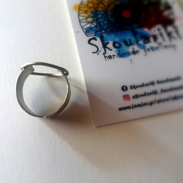 Δαχτυλίδι από αλπακά με ανοιχτή γάμπα - statement, γεωμετρικά σχέδια, minimal, boho, αυξομειούμενα