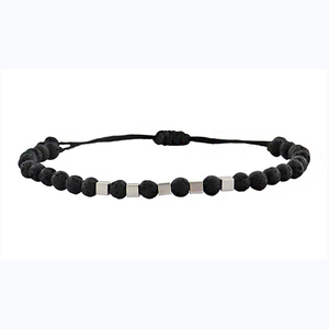 Ανδρικό βραχιόλι Lava black beads 4mm - ημιπολύτιμες πέτρες, λάβα, βραχιόλια, αντρικά βραχόλια