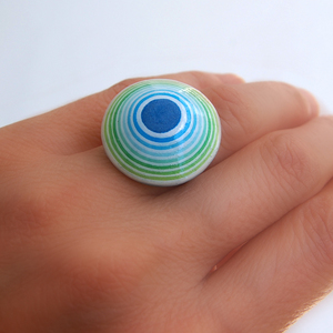 Δαχτυλίδι Πράσινο και Μπλε - μεγάλα, αυξομειούμενα, φθηνά - 5