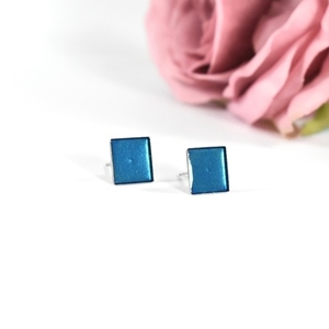 Transparent blue candies | Stud earrings | Minimal - γυαλί, μοντέρνο, σμάλτος, επάργυρα, γεωμετρικά σχέδια, καθημερινό, minimal, must αξεσουάρ, καρφωτά - 2