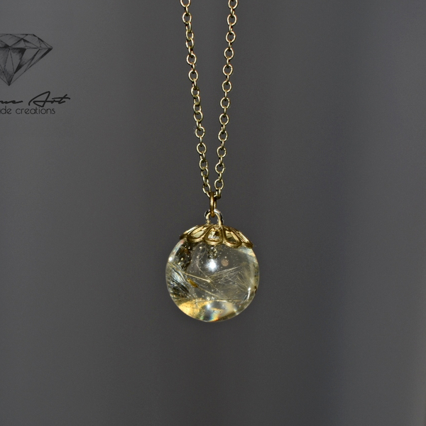 Dandelion necklace | Ρομαντικό μενταγιόν - γυαλί, μακρύ, κοντό, romantic, μακριά, μπρούντζος - 2