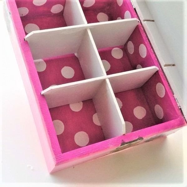 Κουτί με 6 χωρίσματα - ξύλο, κορίτσι, οργάνωση & αποθήκευση, κουκουβάγια, δωράκι - 2