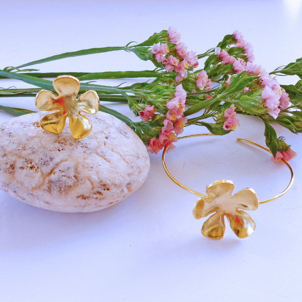 flower ring - statement, ιδιαίτερο, επιχρυσωμένα, δώρο, μπρούντζος, λουλουδάτο, αυξομειούμενα, φθηνά - 4