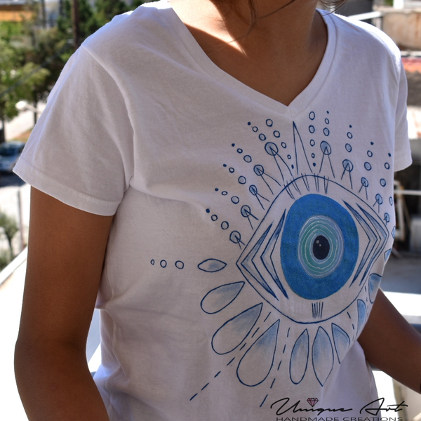 Μπλούζα ζωγραφισμένη ''Boho Eye'' - ζωγραφισμένα στο χέρι - 2