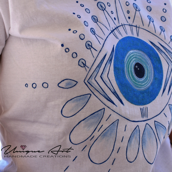 Μπλούζα ζωγραφισμένη ''Boho Eye'' - ζωγραφισμένα στο χέρι - 3