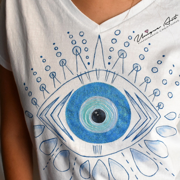 Μπλούζα ζωγραφισμένη ''Boho Eye'' - ζωγραφισμένα στο χέρι - 4