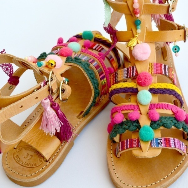 X-treme boho sandals - Διαθέσιμο σε 38 - δέρμα, πολύχρωμο, δαντέλα, με φούντες, σανδάλια, χάντρες, boho, φλατ - 2