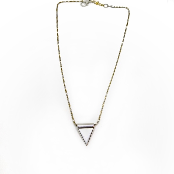 Triangle necklace - βραδυνά, charms, μοντέρνο, ορείχαλκος, επάργυρα, γεωμετρικά σχέδια, κοντό, minimal, κοντά, personalised, boho, ethnic, κρεμαστά, αυξομειούμενα - 2