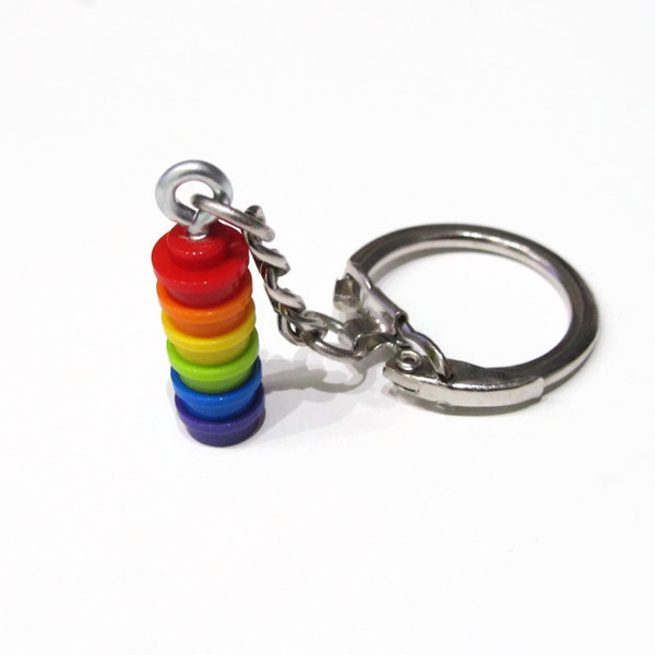 Μπρελόκ Rainbow από Τουβλάκια! - πολύχρωμο, μπρελόκ, κλειδί, χειροποίητα, ουράνιο τόξο, δωράκι, unisex, τουβλάκια, δώρα γενεθλίων, σπιτιού - 2