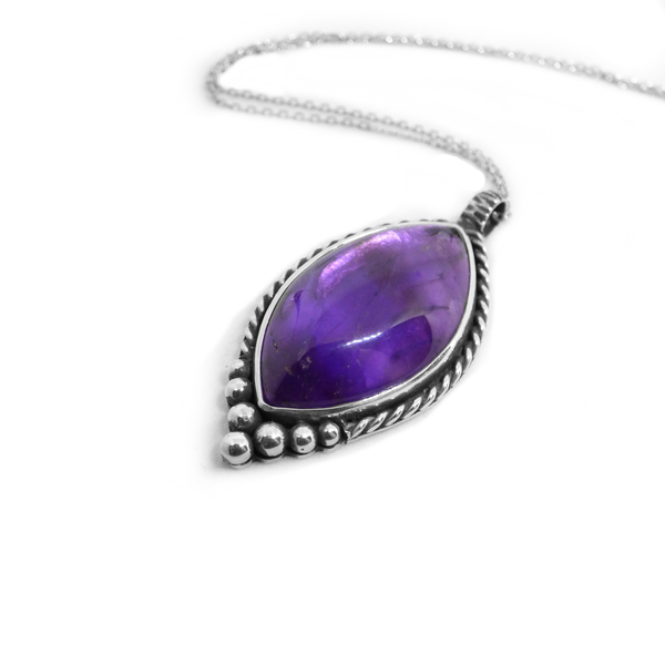 " Silver purple flame Amethyst " - Χειροποίητο μενταγιόν από ασήμι 925 και Αμέθυστο! - ασήμι, ημιπολύτιμες πέτρες, βραδυνά, vintage, αμέθυστος, γυναικεία, δάκρυ, χειροποίητα, κοντό, κοντά, κρεμαστά