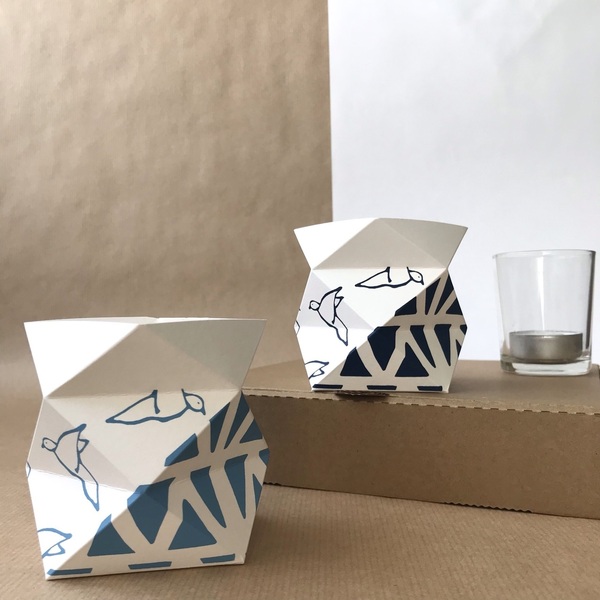 DIY χάρτινα κηροπήγια origami με κεράκια "Τήνος" - χαρτί, πρωτότυπο, ρεσώ & κηροπήγια, πρωτότυπα δώρα, DIY