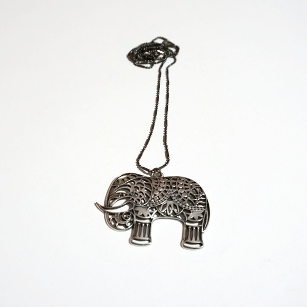 Κολιέ "Elephant" - charms, ορείχαλκος, μακρύ, επάργυρα, summer, boho, ethnic, κρεμαστά - 3