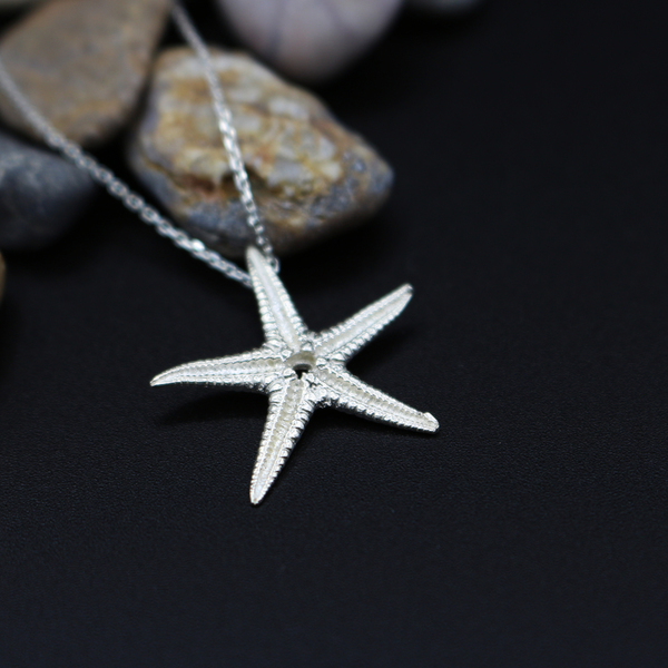 Starfish Necklace - silver 925 - ασήμι, βραδυνά, vintage, charms, μοντέρνο, επάργυρα, gothic style, γεωμετρικά σχέδια, κοντό, romantic, minimal, κοντά, personalised, boho, ethnic, rock, κρεμαστά - 2