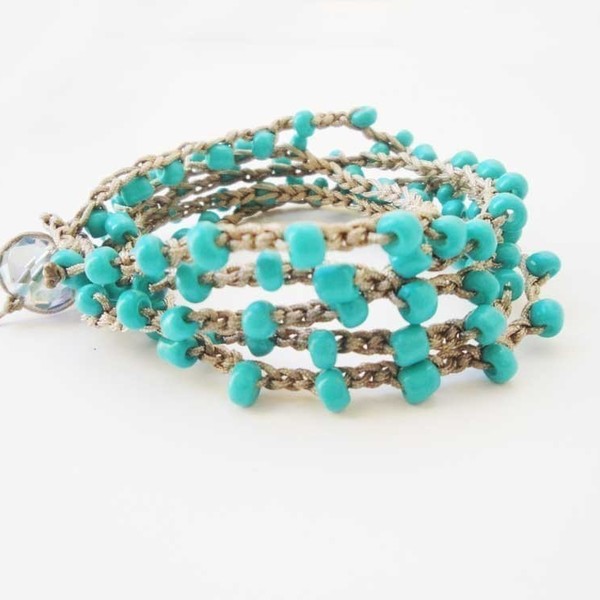 101 Beads Βραχιόλι - κολιέ μπεζ aqua - αλυσίδες, βραδυνά, vintage, ιδιαίτερο, μοντέρνο, πλεκτό, γυναικεία, κρύσταλλα, κορίτσι, κολιέ, κορδόνια, χειροποίητα, χάντρες, εντυπωσιακό, romantic, minimal, απαραίτητα καλοκαιρινά αξεσουάρ, personalised, boho, ethnic, σταθερά, για εκείνη, πολύσειρα