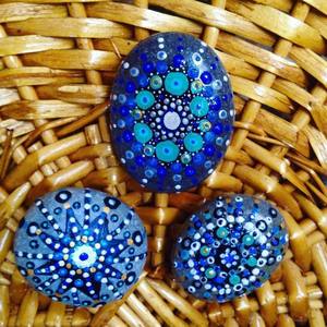 Πέτρινα μάνταλα μαγνητάκια ( 3 τεμάχια ) - πέτρα, ακρυλικό, χειροποίητα, πρωτότυπα δώρα, μαγνητάκια, διακοσμητικές πέτρες - 2