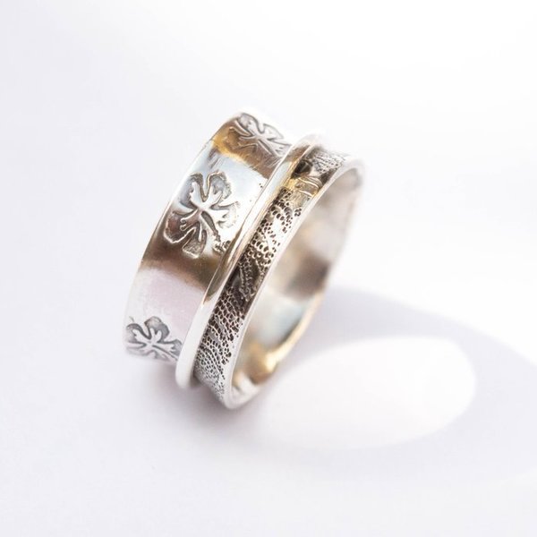 Ασημένιο δαχτυλίδι spinner με σχέδια - statement, ασήμι, vintage, ασήμι 925, minimal, μικρά, boho, ethnic, σταθερά