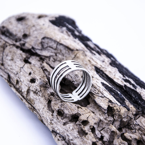 ''Silver Lines'' ring - ασήμι 925, γεωμετρικά σχέδια, minimal, rock, μεγάλα, Black Friday, αυξομειούμενα