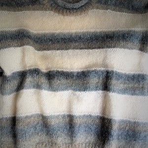 Χειροποίητο πουλόβερ από μοχέρ ολόμαλλα νήματα σε neutral χρώματα. - μακρυμάνικες - 4