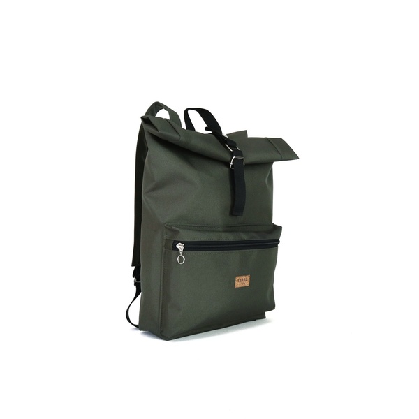 Πράσινο Σακίδιο Πλάτης // Roll top Backpack - πλάτης, σακίδια πλάτης, all day, vegan friendly - 2