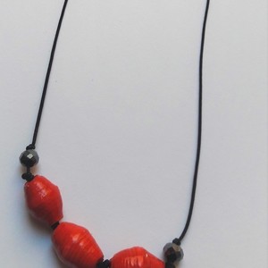 Κολιέ red paper bead μακρύ - μοντέρνο, γυναικεία, πρωτότυπο, μακριά, all season, αυξομειούμενα - 2