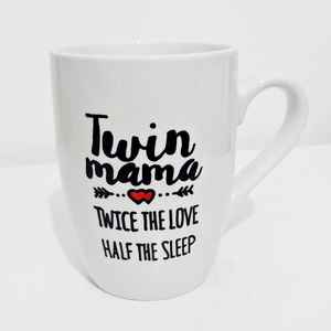 Koύπα handpainted "TWIN Mama" - χειροποίητα, πορσελάνη, personalised, gift, διακοσμητικά, κούπες & φλυτζάνια