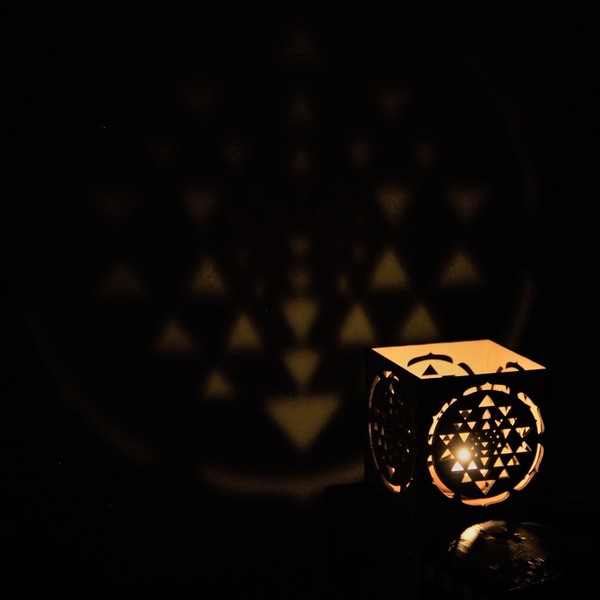 Ξύλινο φαναράκι για κεράκι - lasercut / sacred geometry/Sriyantra - διακοσμητικό, ρεσώ & κηροπήγια, personalised, κερί, βάσεις για ρεσώ - 4